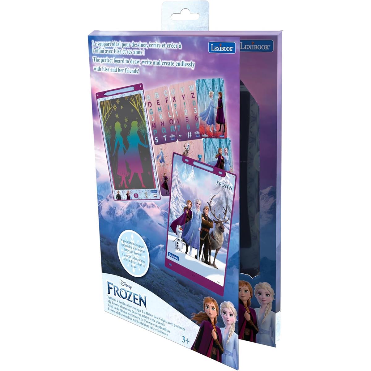 LEXIBOOK Frozen Magic Slate, 28cm LCD Drawing Tablet, Stylus, 6 Stencils, Erase Lock, Blue/Purple - Image 6