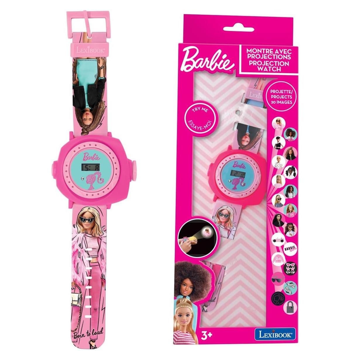 LEXIBOOK Barbie Projection Watch, Kids Digital Watch, 20 Image Projector, Time And Date Display, Pink