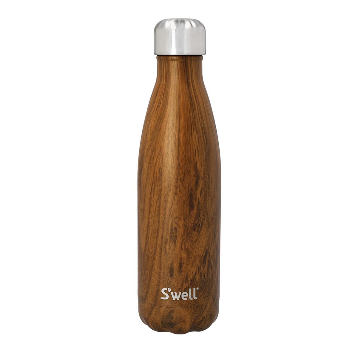 S'well Original Teakwood Vacuum Insulated Stainless Steel Water Bottle 500ml Leakproof Reusable Brown