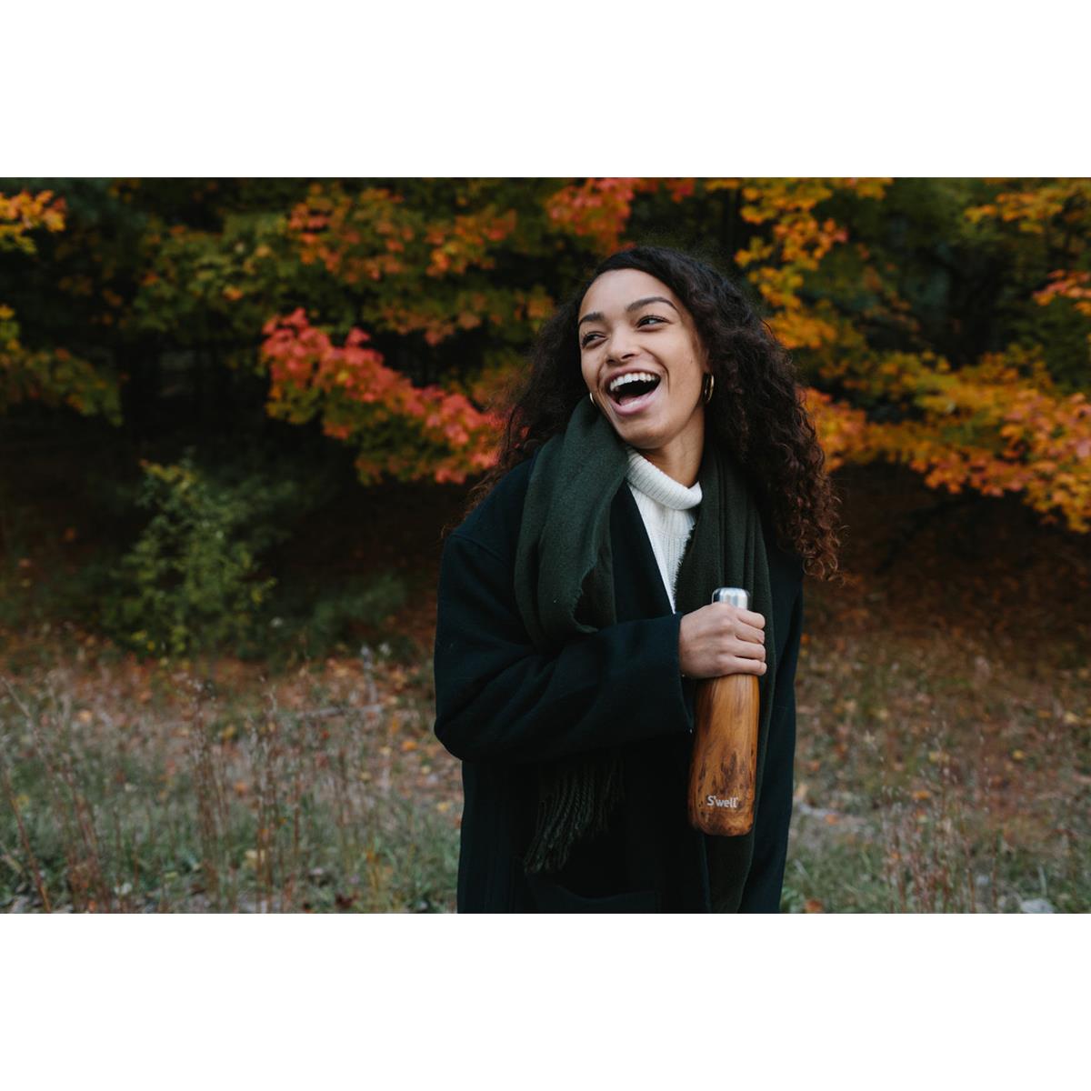 S'well Original Teakwood Vacuum Insulated Stainless Steel Water Bottle 500ml Leakproof Reusable Brown - Image 4