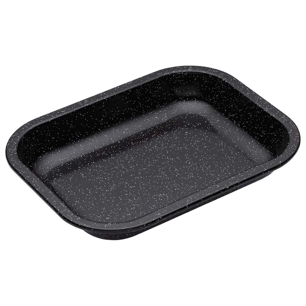 MasterClass Vitreous Enamel 27cm Roasting Tin 1mm Induction Carbon Steel Small Baking Pan Scratch Resistant Black