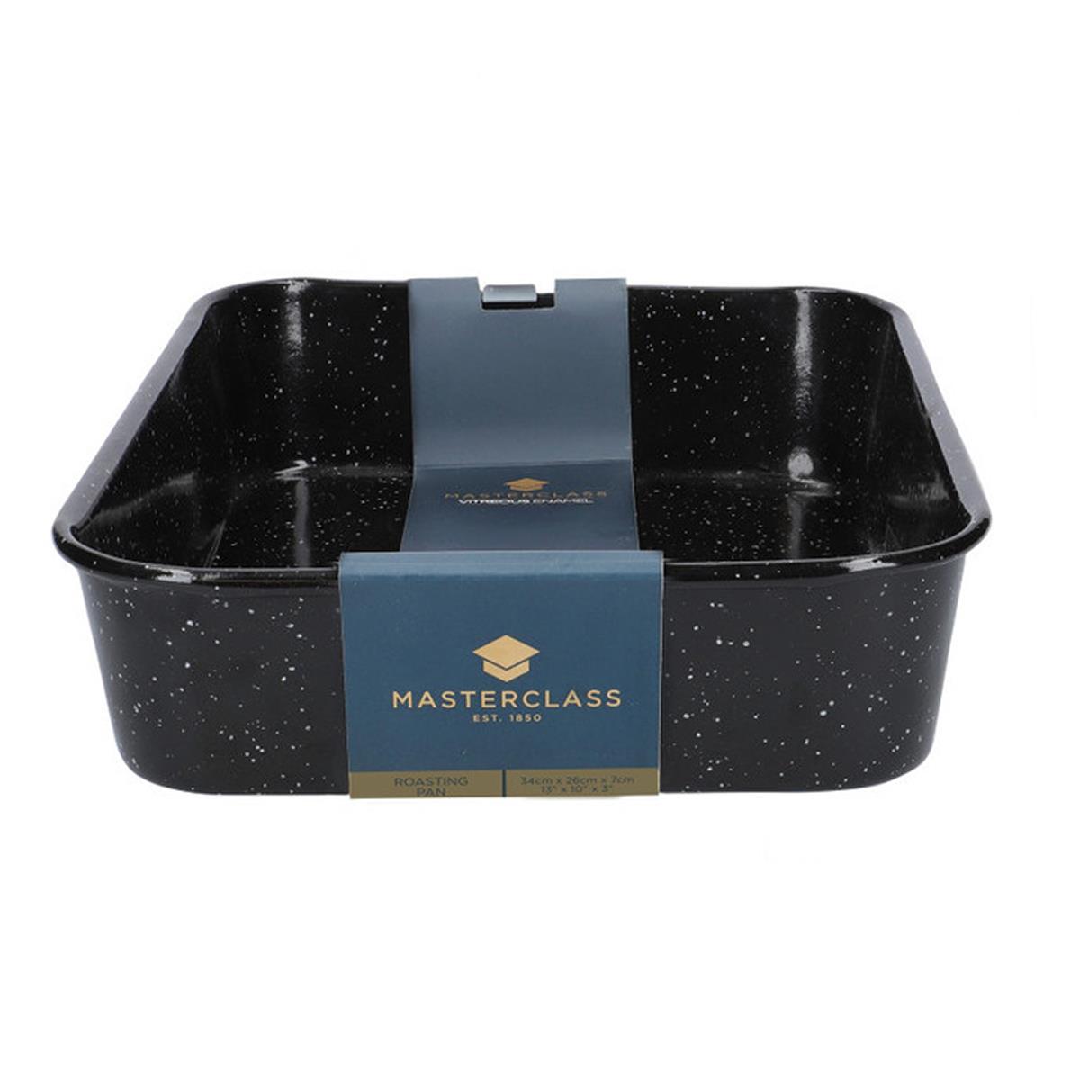 MasterClass Vitreous Enamel 27cm Roasting Tin 1mm Induction Carbon Steel Small Baking Pan Scratch Resistant Black - Image 2