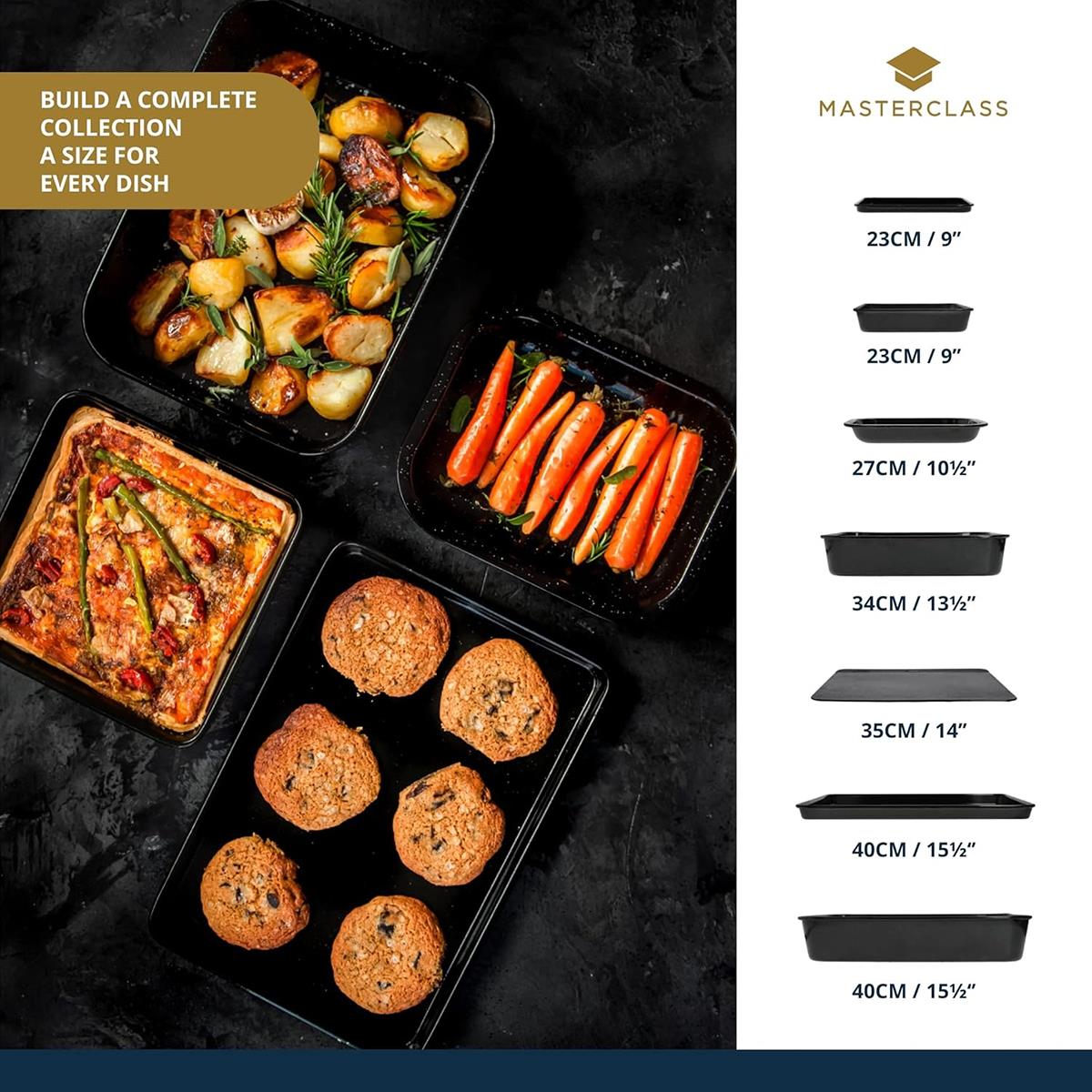 MasterClass Vitreous Enamel 27cm Roasting Tin 1mm Induction Carbon Steel Small Baking Pan Scratch Resistant Black - Image 7