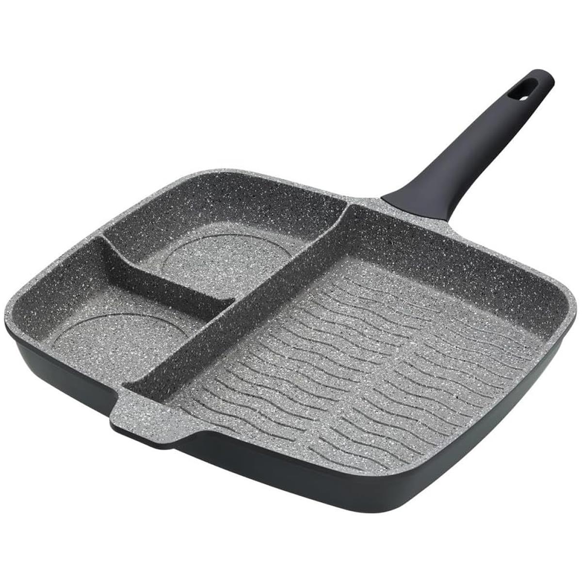 MasterClass All-in-One Frying Pan 32cm Cast Aluminium Non-Stick Divided Grill Skillet Induction Safe Grey