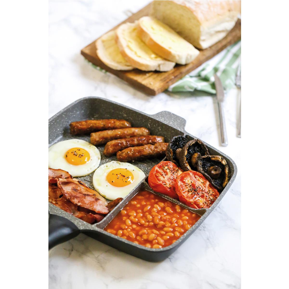 MasterClass All-in-One Frying Pan 32cm Cast Aluminium Non-Stick Divided Grill Skillet Induction Safe Grey - Image 4