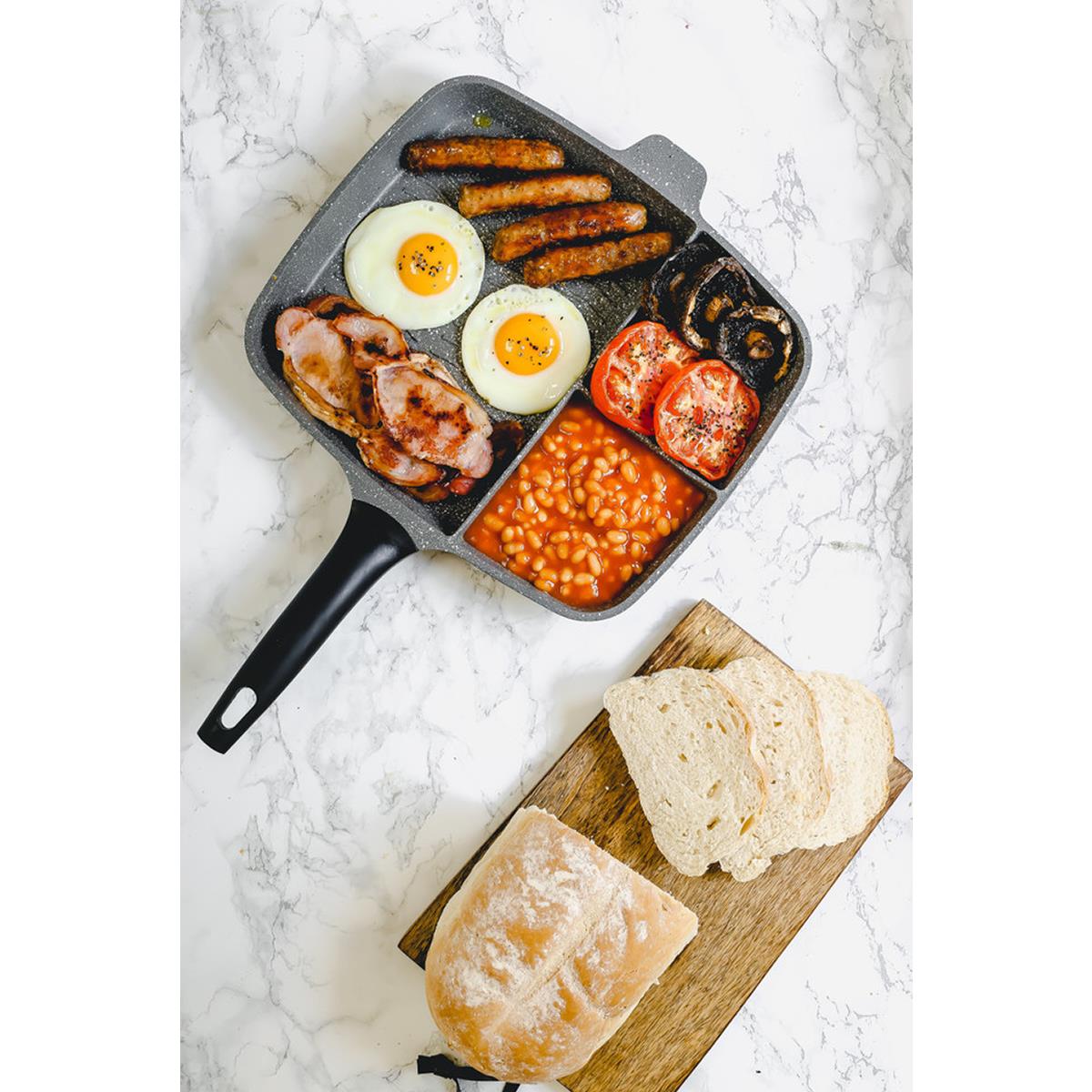 MasterClass All-in-One Frying Pan 32cm Cast Aluminium Non-Stick Divided Grill Skillet Induction Safe Grey - Image 6