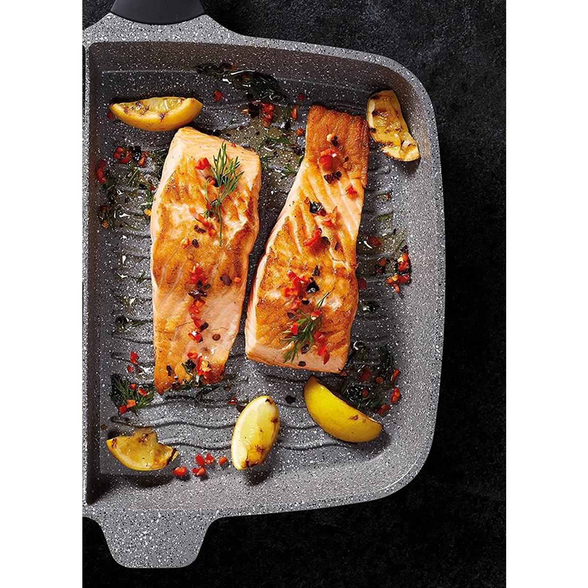 MasterClass All-in-One Frying Pan 32cm Cast Aluminium Non-Stick Divided Grill Skillet Induction Safe Grey - Image 7
