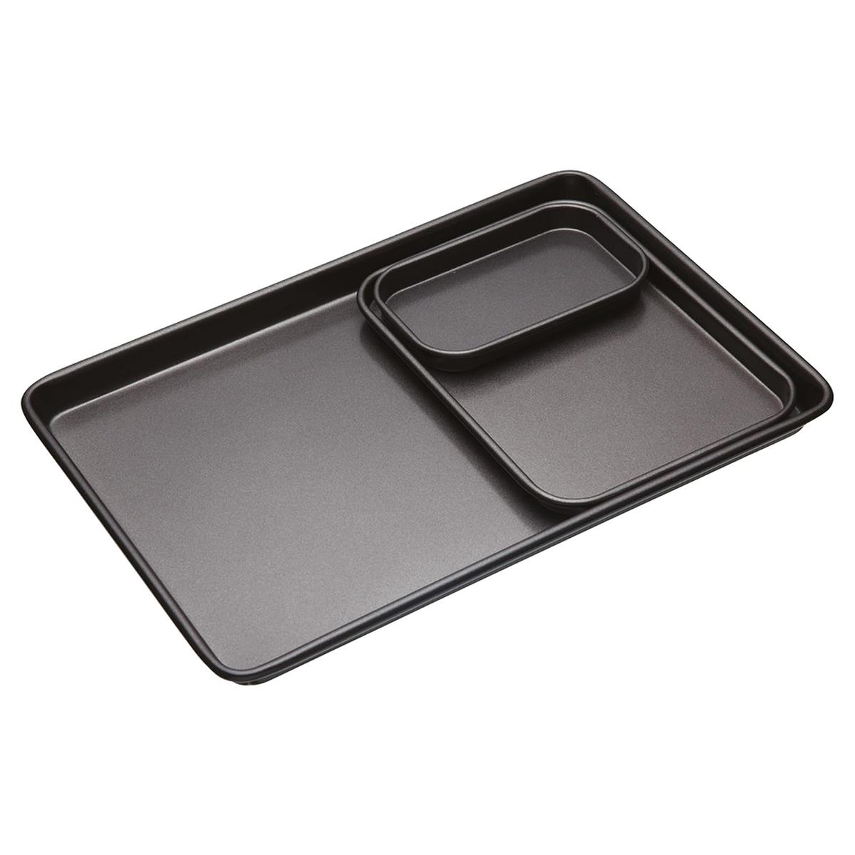MasterClass Small Non Stick Baking Tray 16.5 x 10 cm Carbon Steel Single Portion Oven Tray Grey
