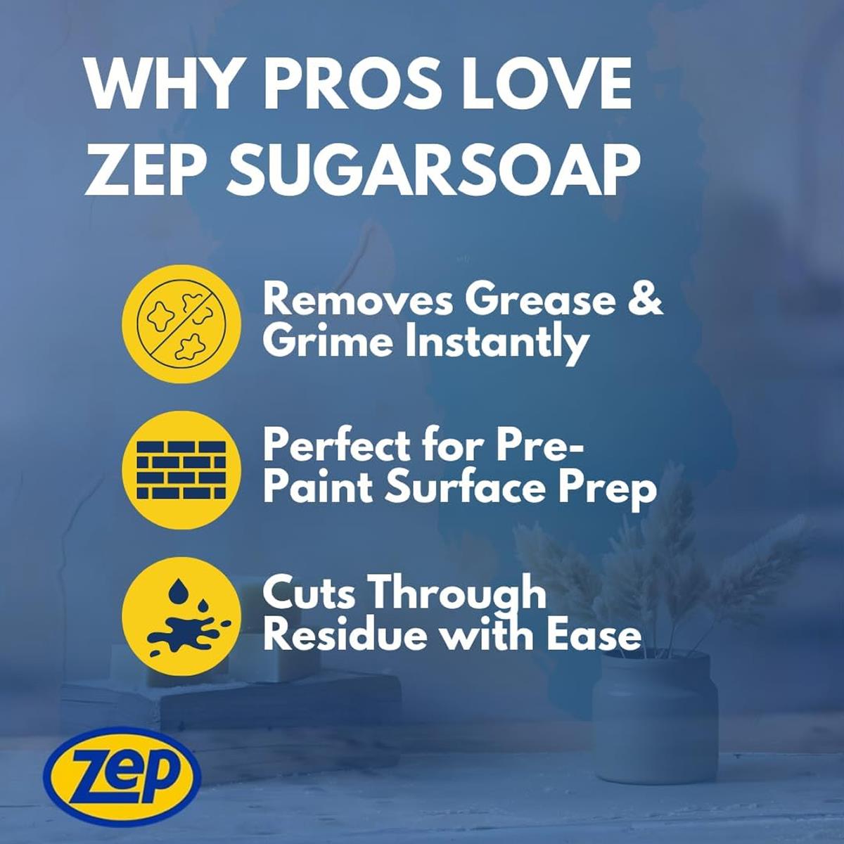 Zep Sugar Soap Concentrate 1L Surface Cleaner For Paint Preparation Wall Cleaner No Residue Unscented - Image 3