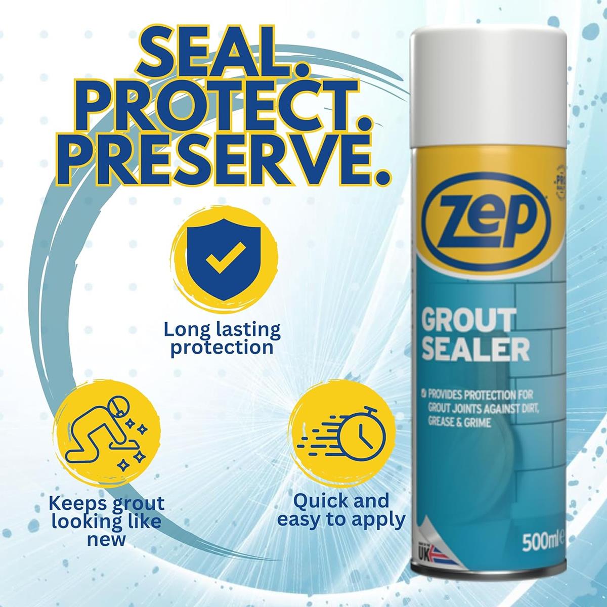 Zep Tile And Grout Sealer Spray 500ml Waterproof Tile Protector For Ceramic Porcelain And Stone Bathroom Kitchen - Image 2