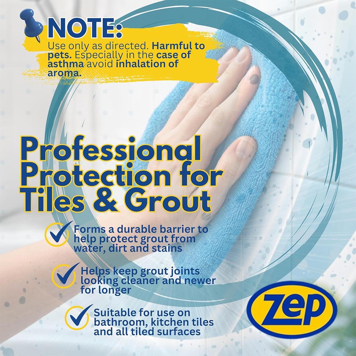 Zep Tile And Grout Sealer Spray 500ml Waterproof Tile Protector For Ceramic Porcelain And Stone Bathroom Kitchen - Image 3