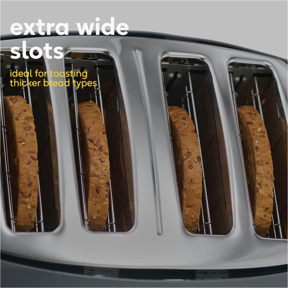 Russell Hobbs Honeycomb 4 Slice Toaster 1500W Extra Wide Slots High Lift Frozen Reheat Cancel Grey - Image 6