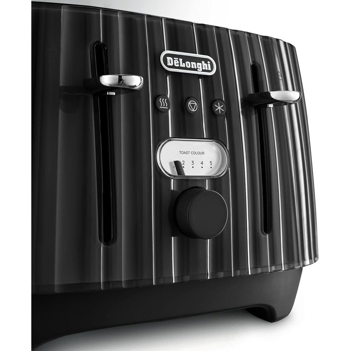 Delonghi Ballerina 4 Slice Toaster 1800W Metal with 5 Browning Levels Defrost Reheat & Cancel Black UK Plug - Image 4