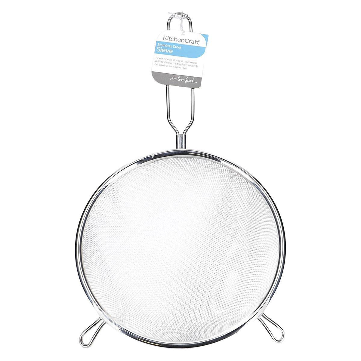 KitchenCraft Stainless Steel Round Fine Mesh Sieve 18cm Silver for Baking Sifting Flour Straining & Washing Rice - Image 3