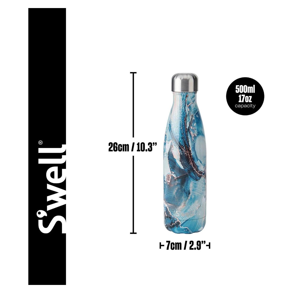 S'well Original Stainless Steel Water Bottle Ocean Marble 500ml Vacuum Insulated BPA-Free Reusable Hot & Cold Drink Bottle - Image 3