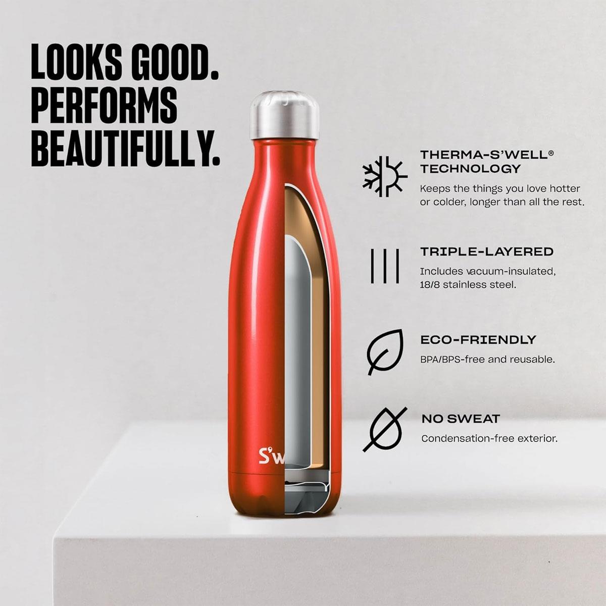 S'well Original Stainless Steel Water Bottle Ocean Marble 500ml Vacuum Insulated BPA-Free Reusable Hot & Cold Drink Bottle - Image 7