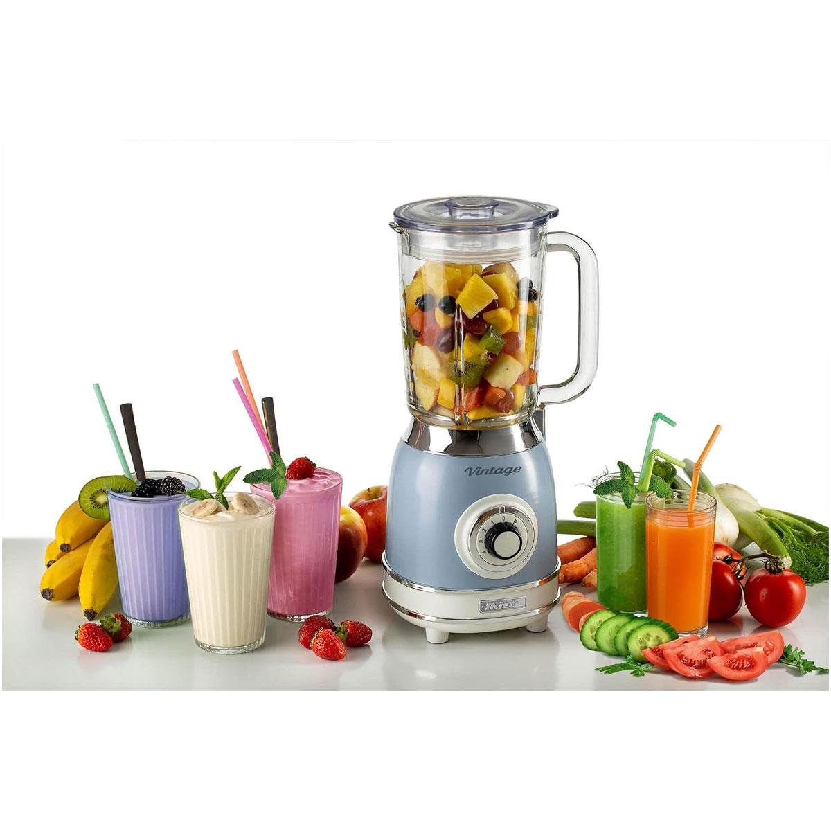 Ariete Vintage Blender 1000W with 1.5L Glass Jug 4 Speeds + Pulse Ice Crush Function Stainless Steel Blades Blue - Image 2