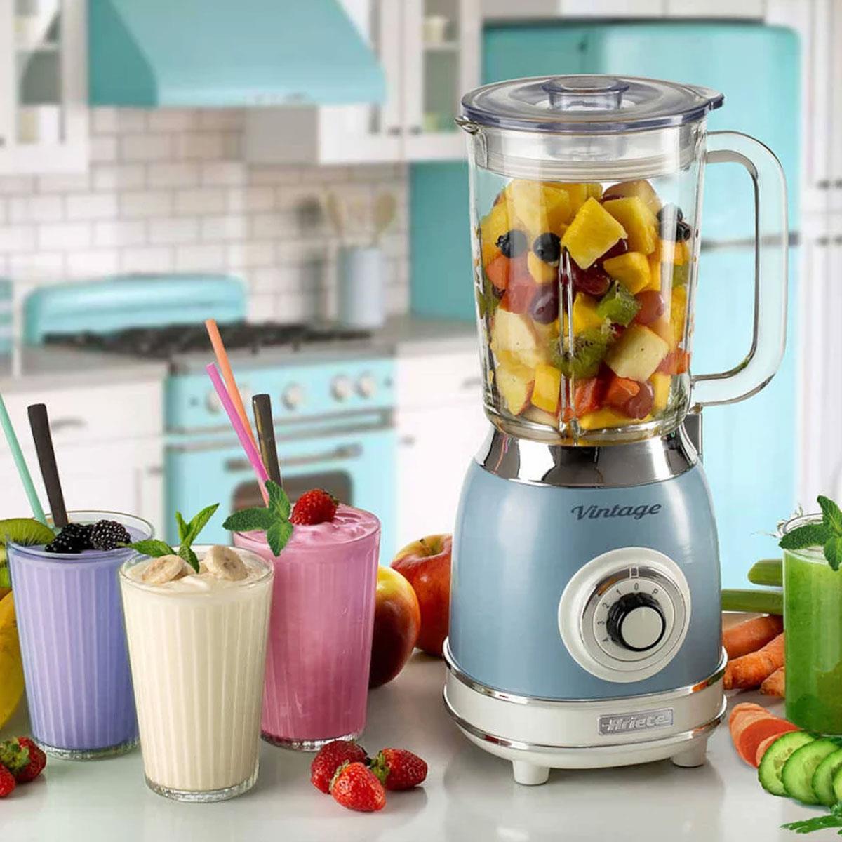 Ariete Vintage Blender 1000W with 1.5L Glass Jug 4 Speeds + Pulse Ice Crush Function Stainless Steel Blades Blue - Image 5