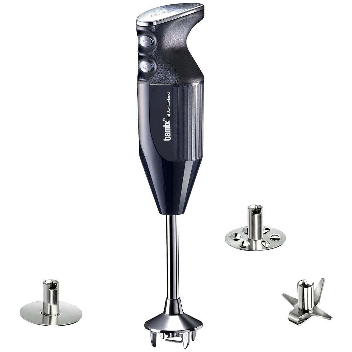 Bamix PRIME M250 Stick Blender Set 250W Black with Stainless Steel Blade Whisk Beater and 2 Speed Control
