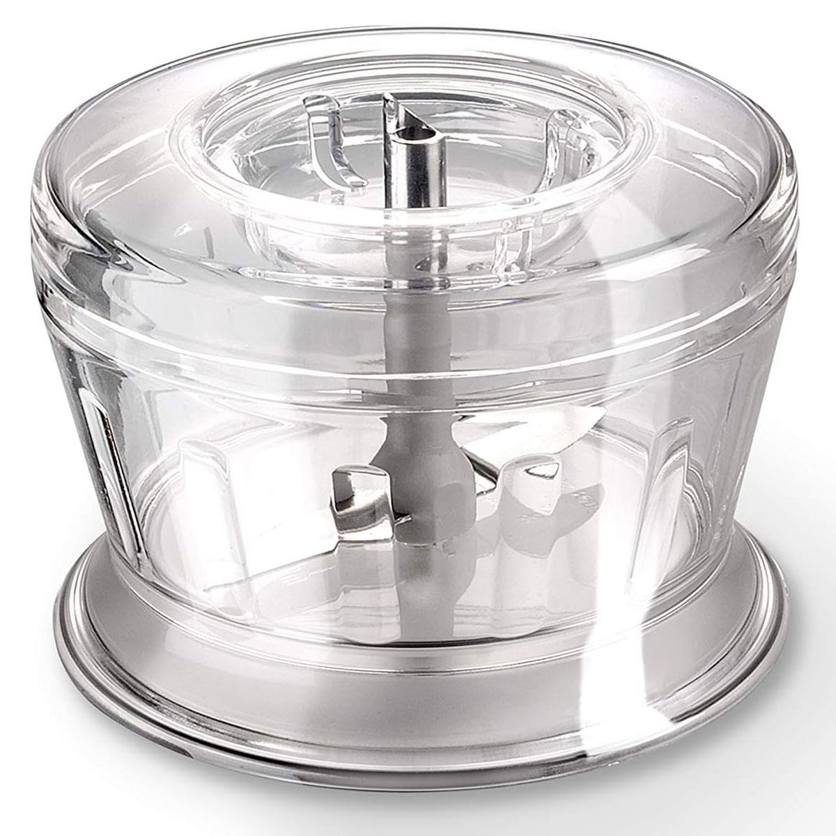 Bamix Grinder Accessory Chopper Attachment Transparent with Stainless Steel Double Blade for Stick Blenders Under 250W