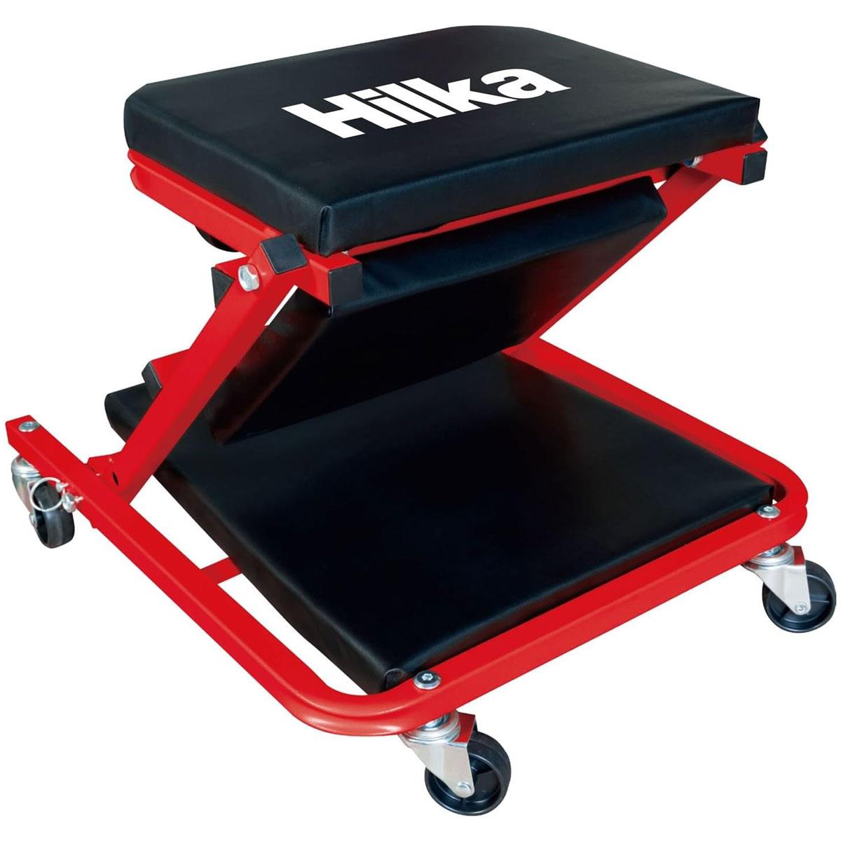 Hilka 2-in-1 Car Creeper Seat Convertible Mechanic Stool and Low Profile Garage Creeper with Padded Surface Red/Black