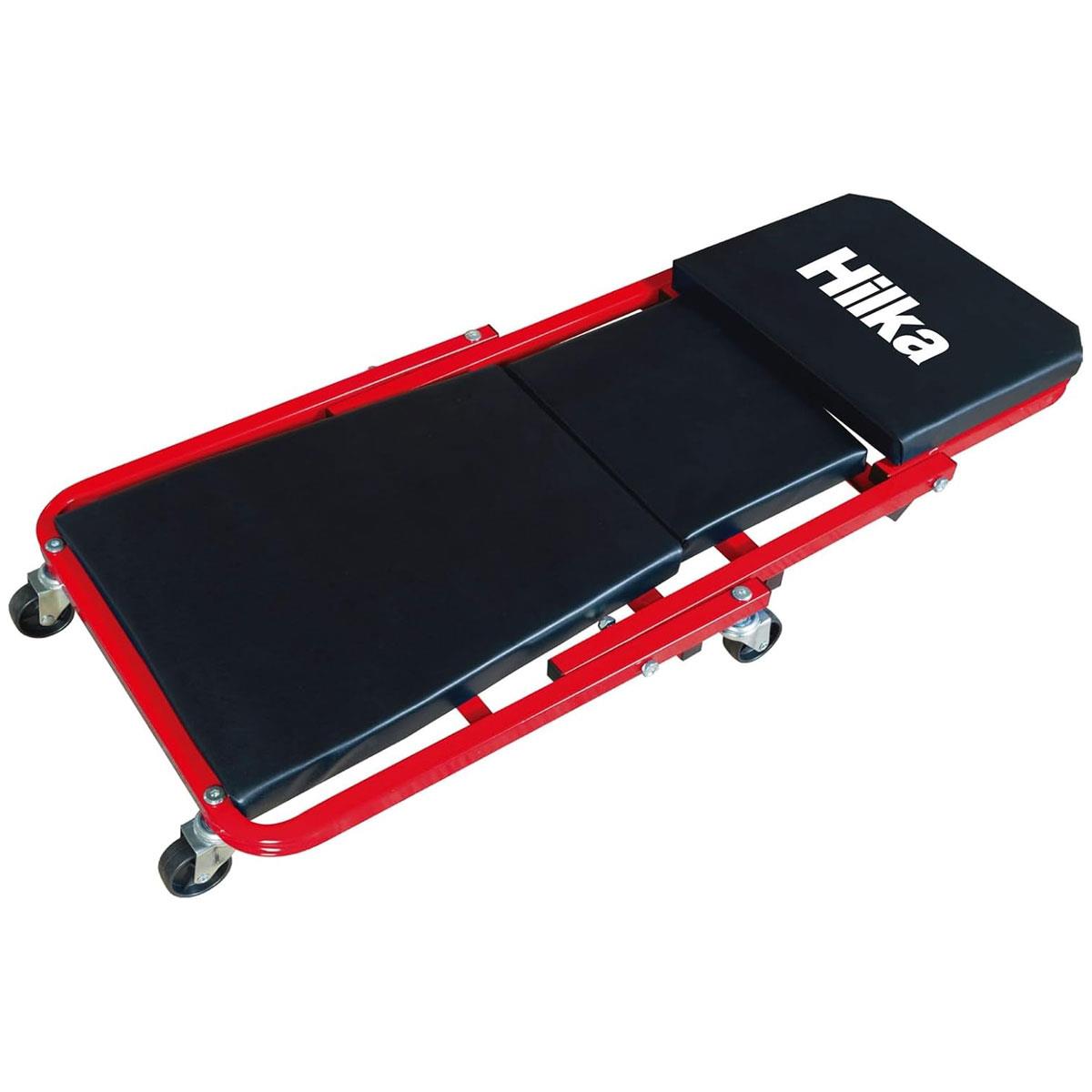 Hilka 2-in-1 Car Creeper Seat Convertible Mechanic Stool and Low Profile Garage Creeper with Padded Surface Red/Black - Image 2