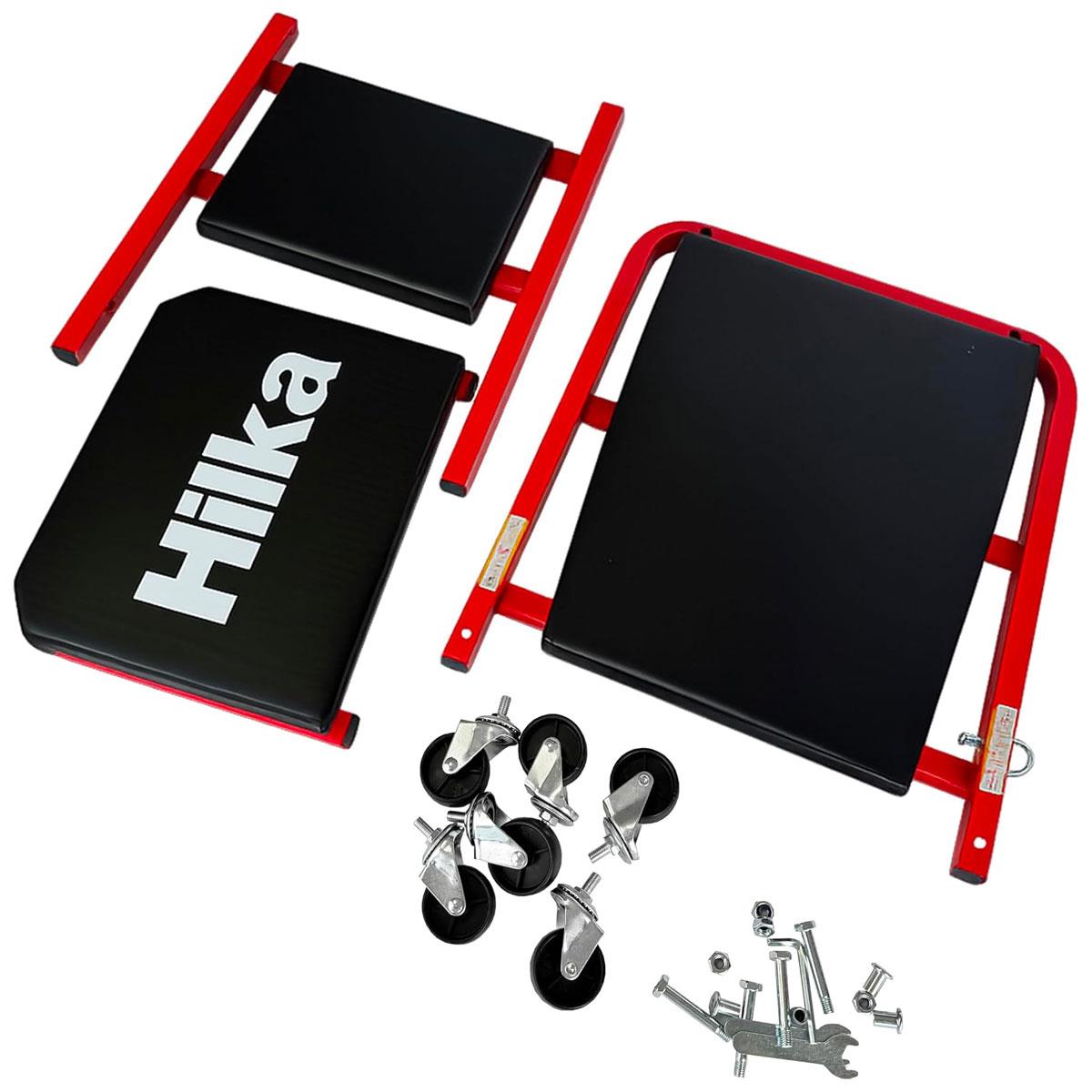 Hilka 2-in-1 Car Creeper Seat Convertible Mechanic Stool and Low Profile Garage Creeper with Padded Surface Red/Black - Image 4
