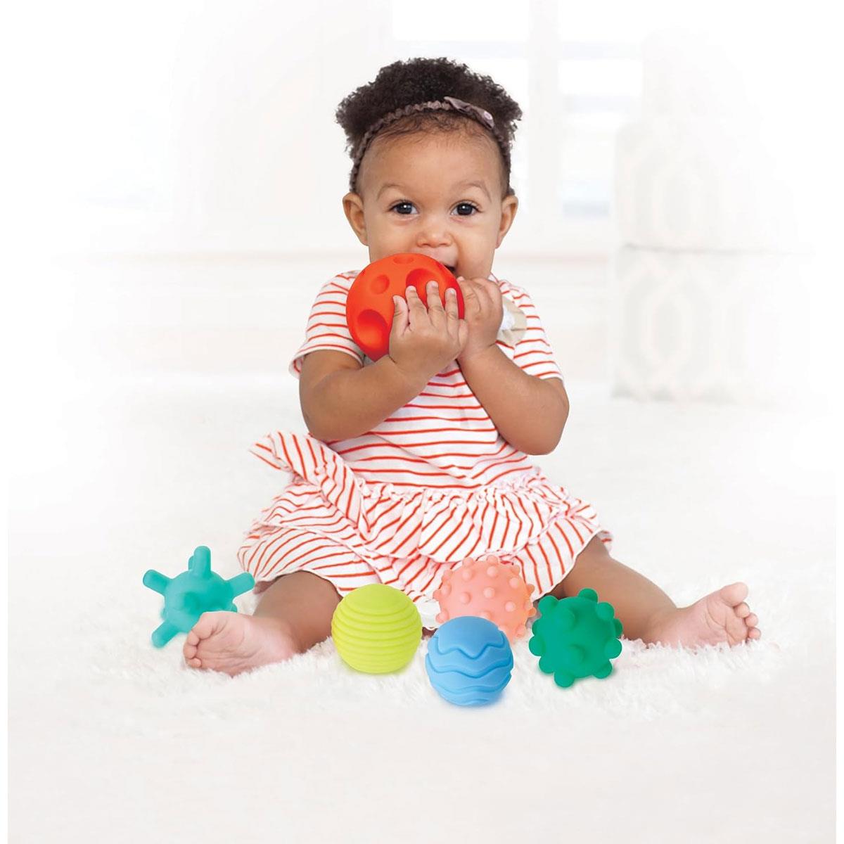 Infantino Textured Sensory Balls Set for Babies 6-Piece Soft Silicone Multi Color Tactile Development Toys 6+ Months - Image 5