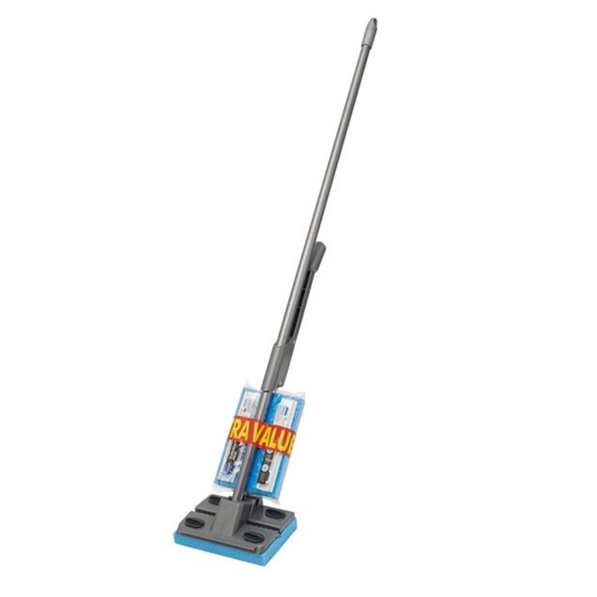 Addis Superdry Sponge Floor Mop With Self-Wringing Handle 1 Spare Sponge Heads Black Metallic