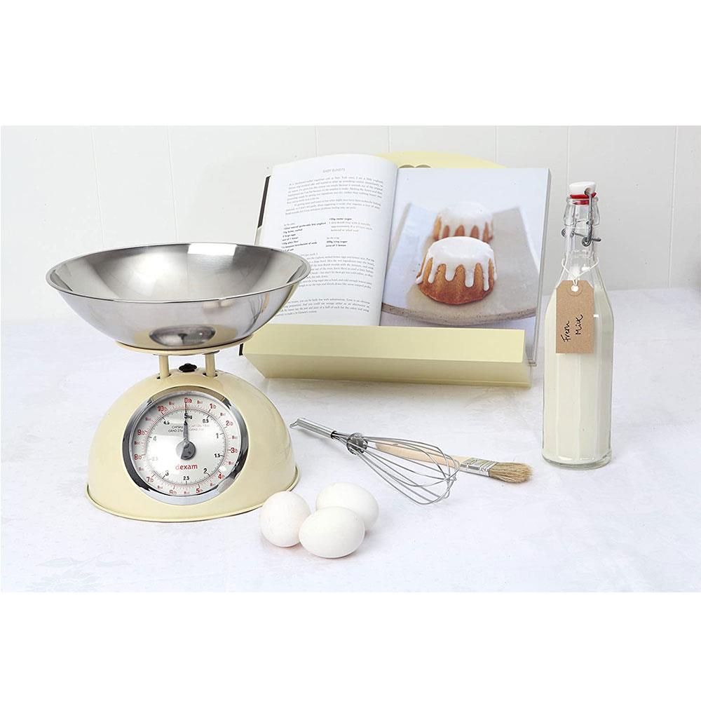 Dexam Retro Kitchen Scales Cream with 2L Stainless Steel Bowl Analog Food Weighing Scale 5kg/11lb Capacity - Image 3
