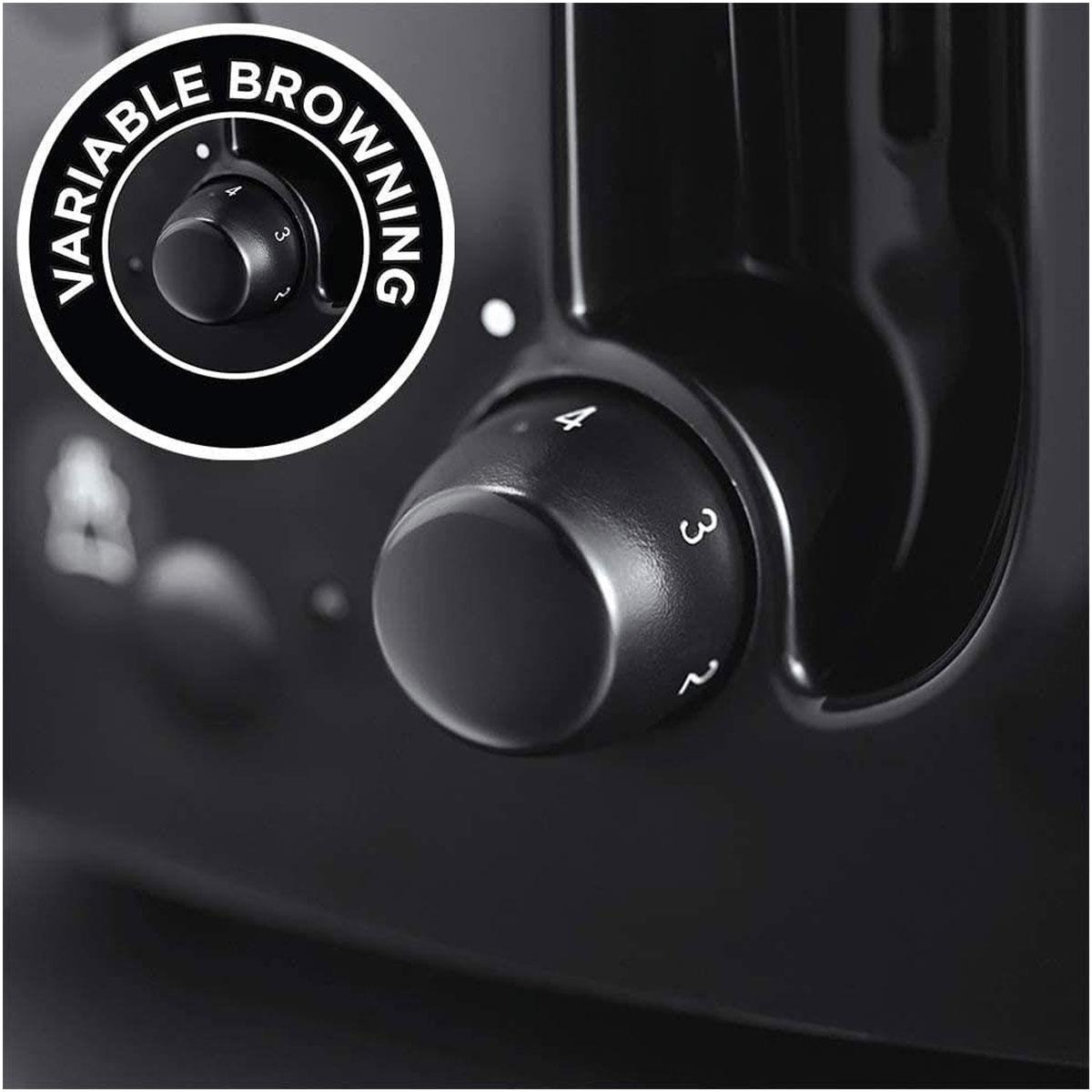 Russell Hobbs Textures 4 Slice Toaster Black with Wide Slots 6 Browning Levels Frozen Reheat & Cancel Functions - Image 5