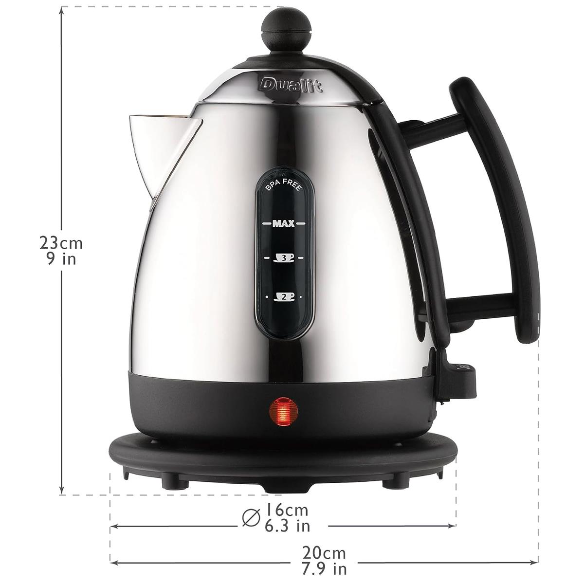 Dualit Mini Lite Electric Kettle 1L 2200W Stainless Steel With Rapid Boil, Non-Drip Spout - Silver/Black - Image 5