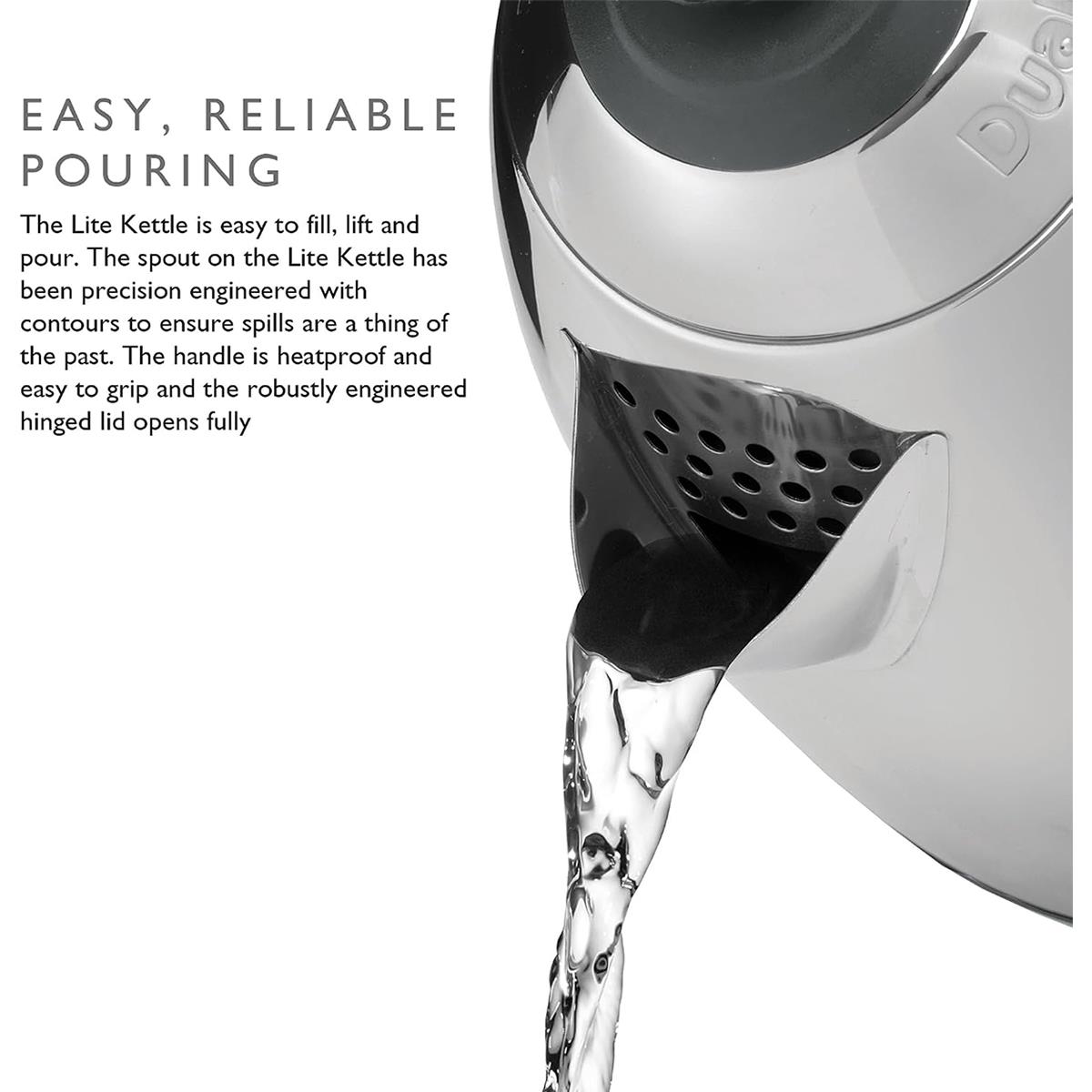 Dualit Mini Lite Electric Kettle 1L 2200W Stainless Steel With Rapid Boil, Non-Drip Spout - Silver/Black - Image 9