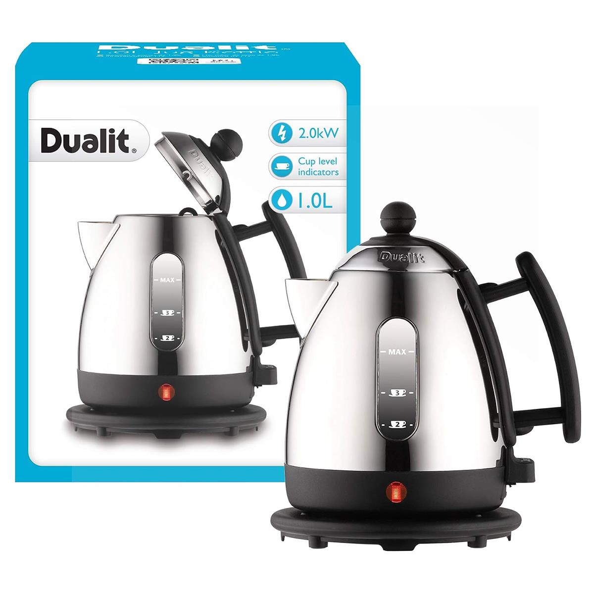 Dualit Mini Lite Electric Kettle 1L 2200W Stainless Steel With Rapid Boil, Non-Drip Spout - Silver/Black - Image 11