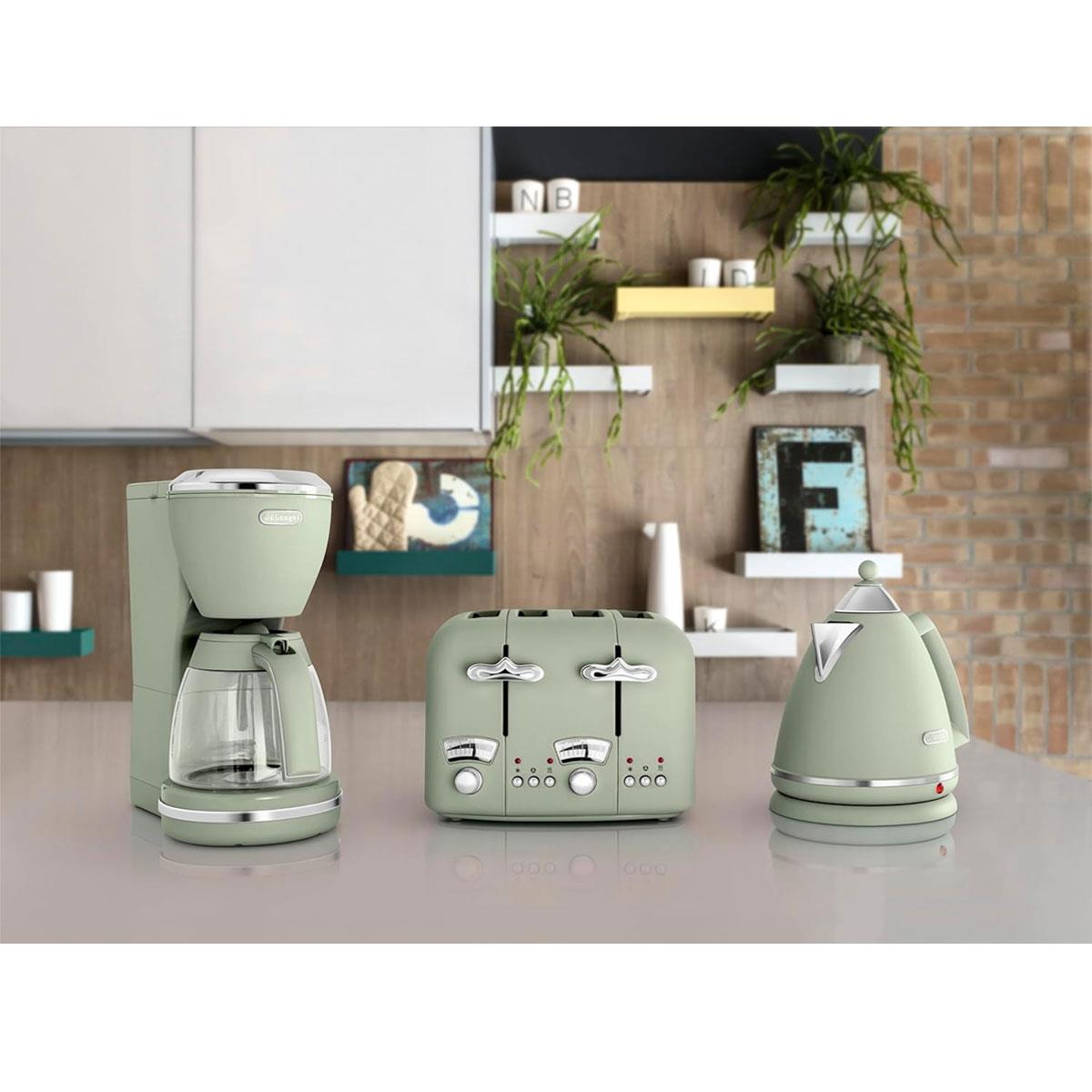 Delonghi Argento Flora 4 Slice Toaster Stainless Steel Wide Slots Variable Browning 1800W Peppermint Green - Image 2