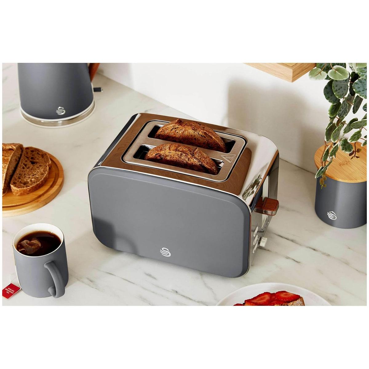 Swan Nordic 2 Slice Toaster Grey 900W with 6 Browning Levels Defrost Reheat Cancel Functions and Removable Crumb Tray - Image 5
