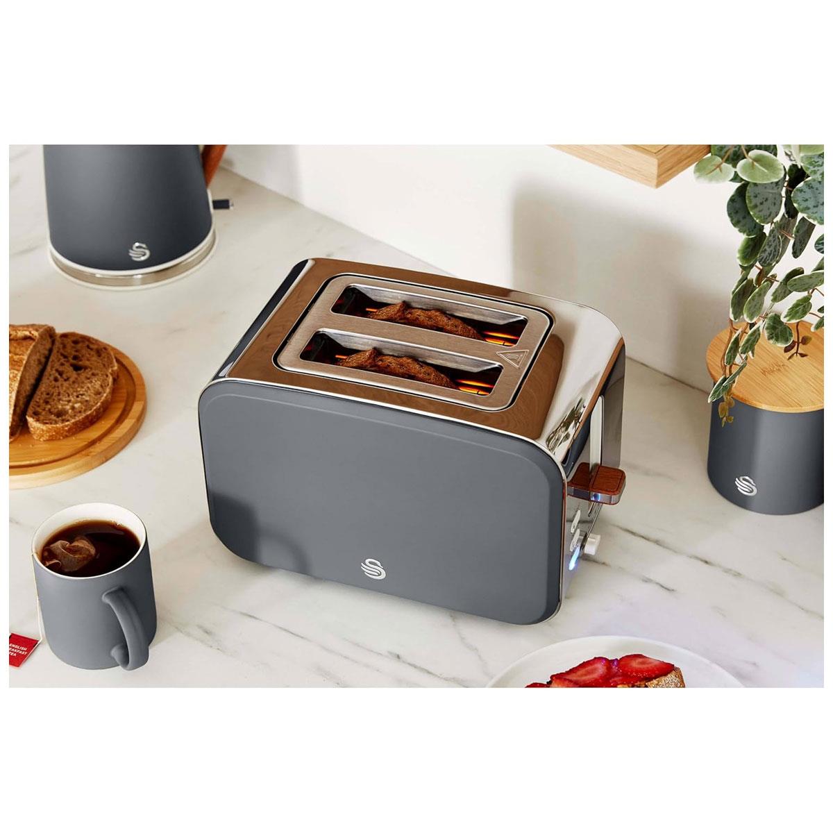 Swan Nordic 2 Slice Toaster Grey 900W with 6 Browning Levels Defrost Reheat Cancel Functions and Removable Crumb Tray - Image 7