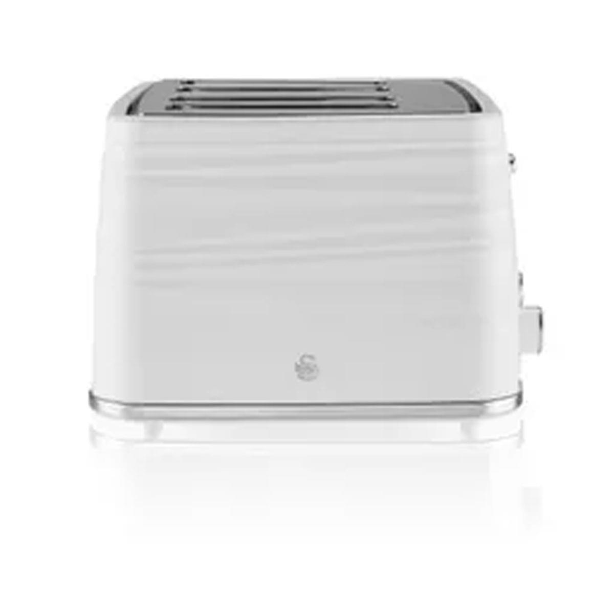Swan Symphony 4 Slice Toaster White 1600W Metal with Variable Browning Control Defrost Reheat & High Lift Function - Image 3