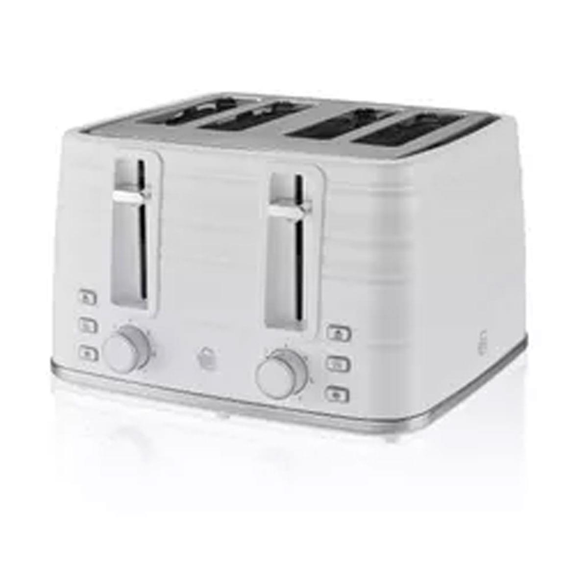 Swan Symphony 4 Slice Toaster White 1600W Metal with Variable Browning Control Defrost Reheat & High Lift Function - Image 4