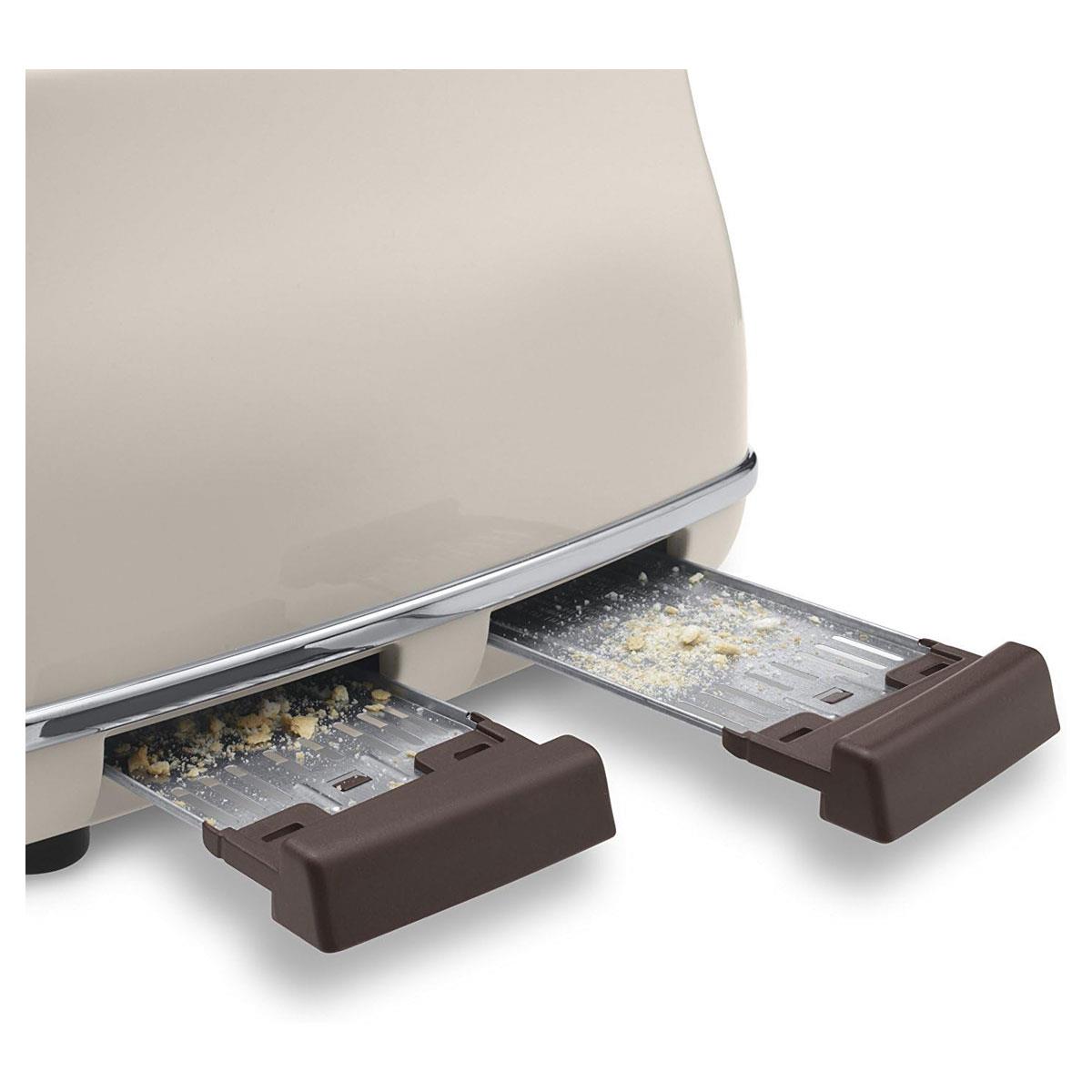 De'Longhi Icona Vintage 4 Slot Toaster Beige Stainless Steel with Reheat Defrost Bagel Function & 6 Browning Settings - Image 5