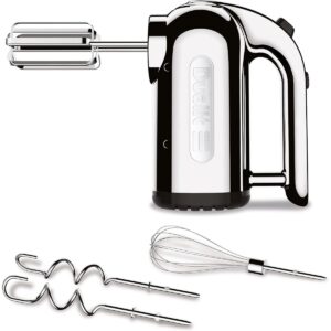 Dualit Hand Mixer 400W Stainless Steel Chrome with 4 Speed Settings Flat Beaters Dough Hooks & Balloon Whisk