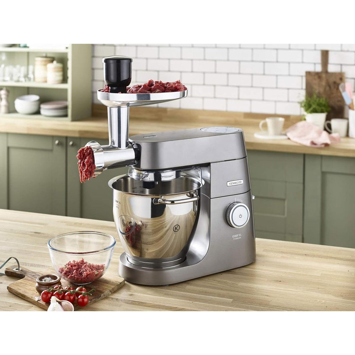 Kenwood Food Mincer Attachment Silver Aluminium Meat Grinder Accessory with 3 Grinding Discs Sausage & Kebbe Maker - Image 3