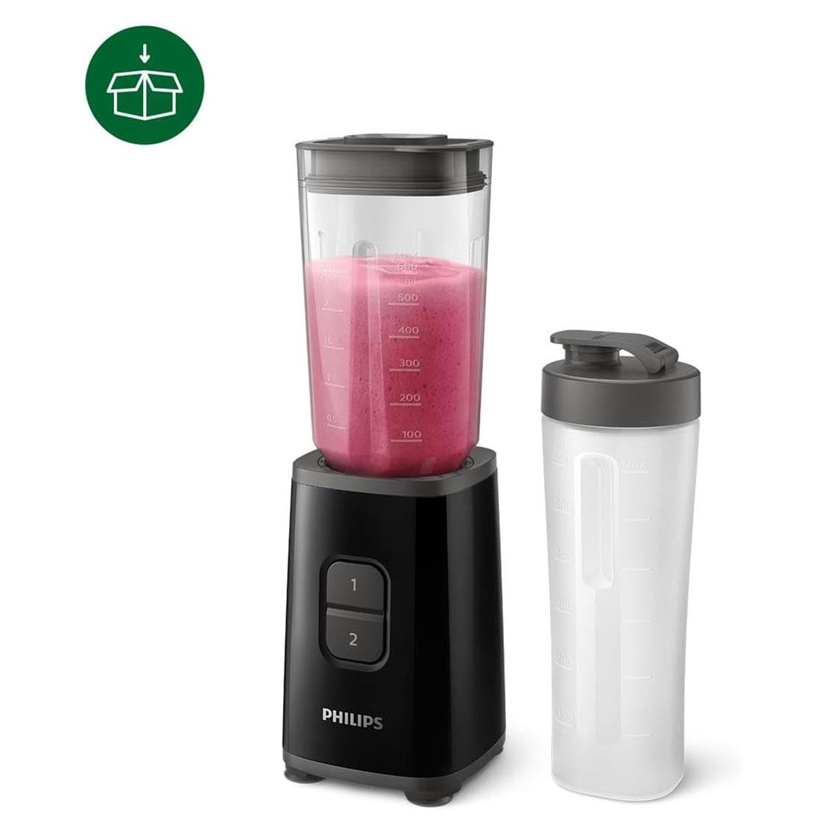 Philips Mini Blender Smoothie Maker 350W with 1L BPA-Free Jug Ice-Crush Blades 2 Speeds Travel Tumbler Deep Black - Image 3