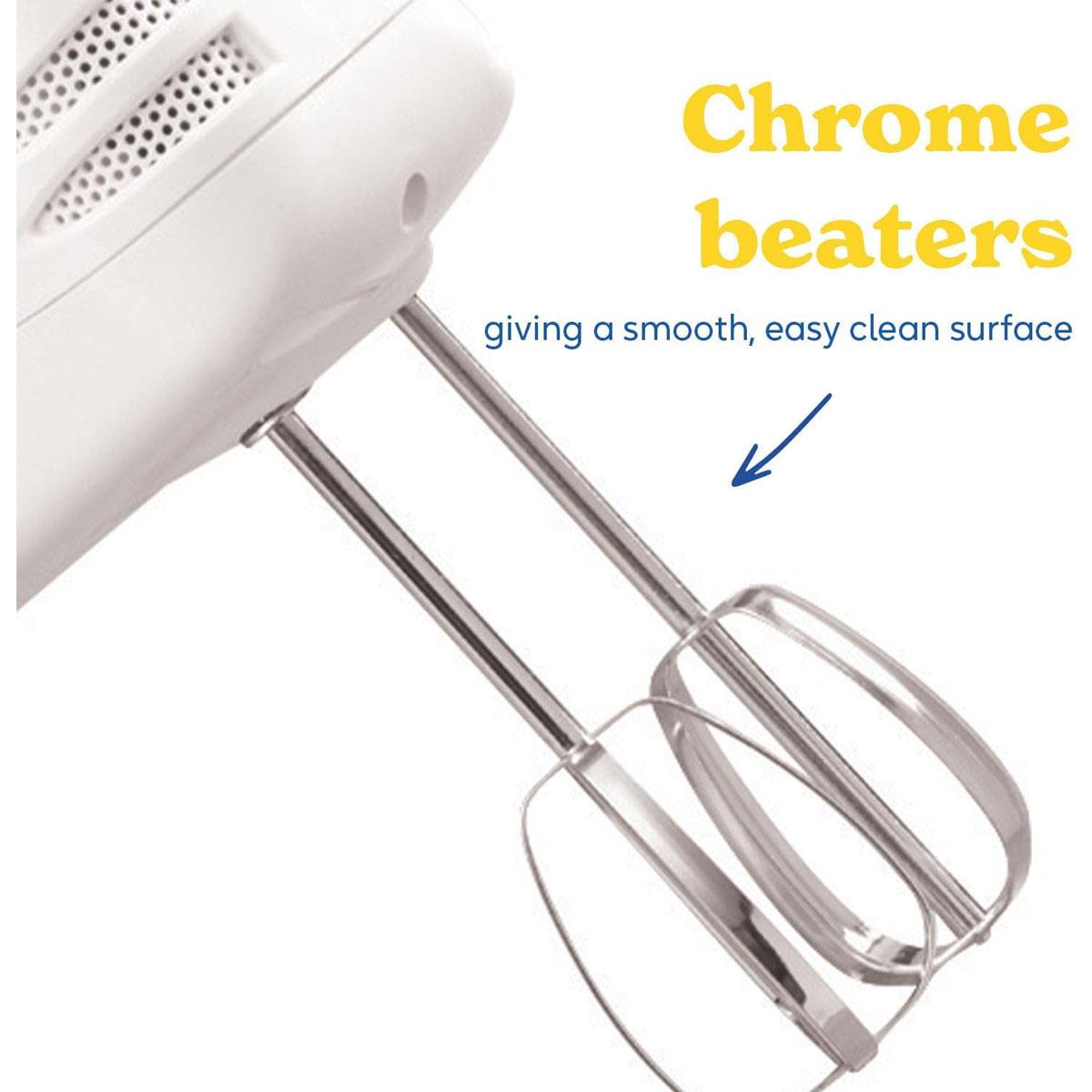Russell Hobbs Food Collection Electric Hand Mixer 125W White 6 Speed with Chrome Beaters and Easy Release Button - Image 3