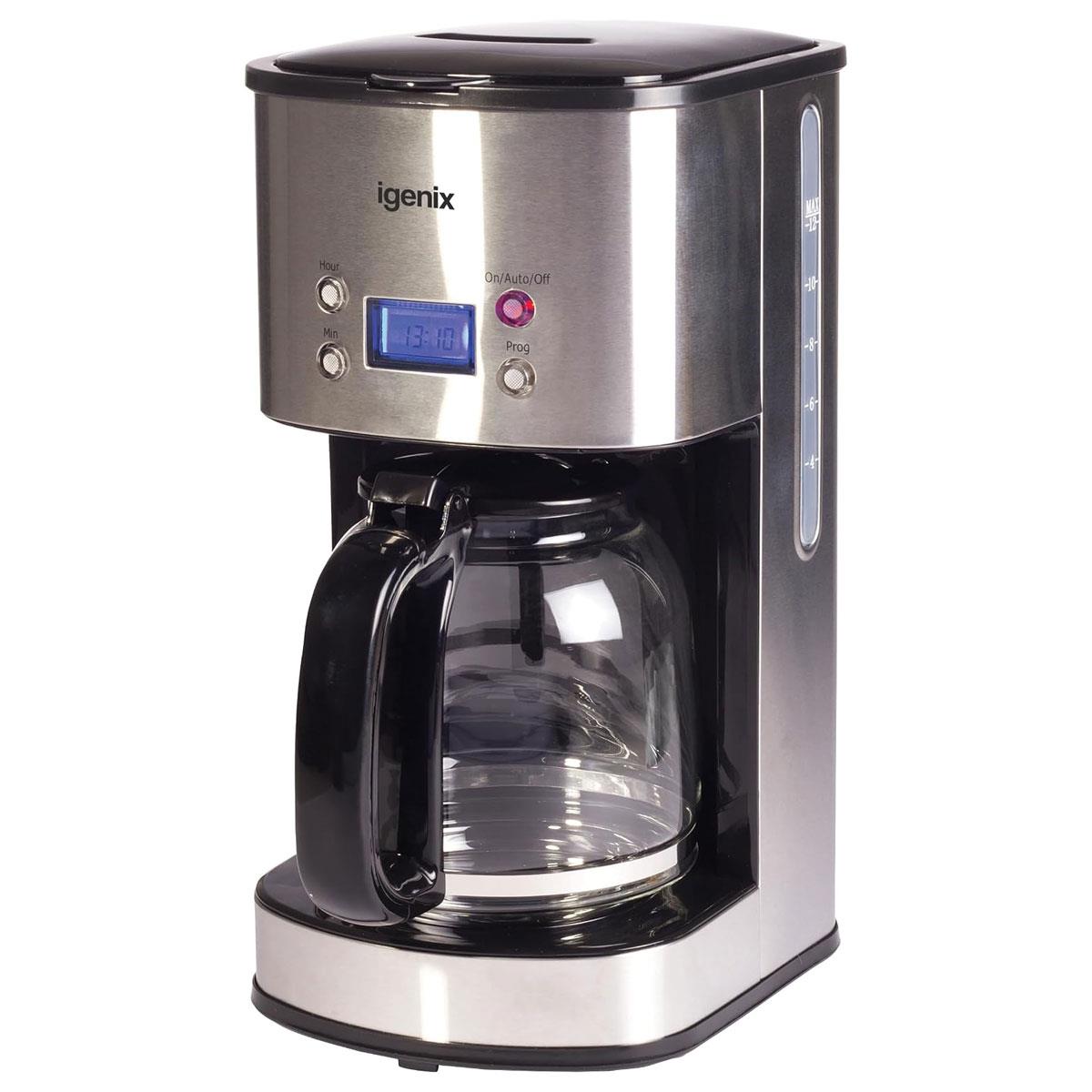 Igenix Digital Filter Coffee Maker 800W 1.5L 12 Cup Programmable Stainless Steel