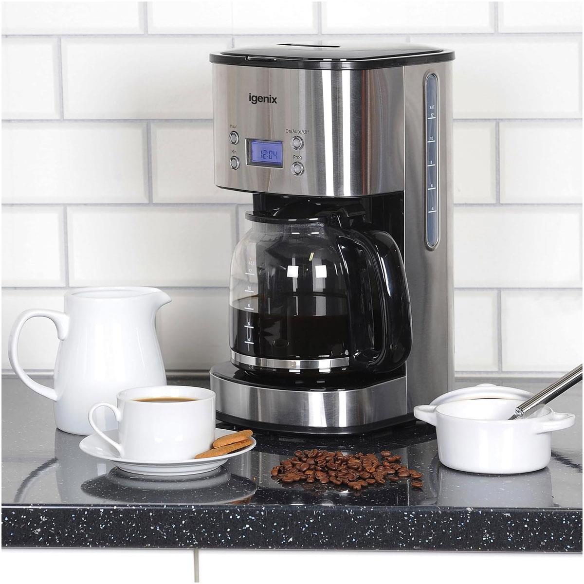 Igenix Digital Filter Coffee Maker 800W 1.5L 12 Cup Programmable Stainless Steel - Image 2