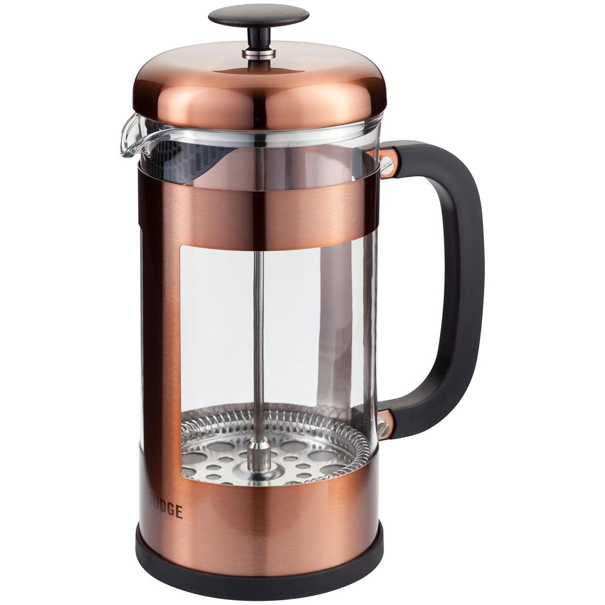 Judge Glass Cafetiere 1L 8 Cup French Press Coffee Maker Borosilicate Glass Copper