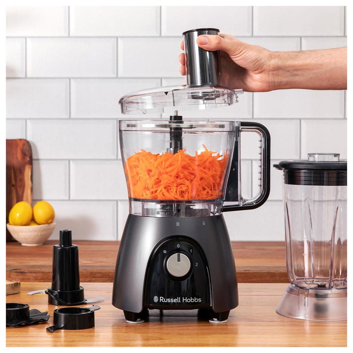 Russell Hobbs Desire Matte Charcoal Food Processor & Blender 2.3L Bowl 1.5L Jug 600W (900W Peak) Grey - Image 2