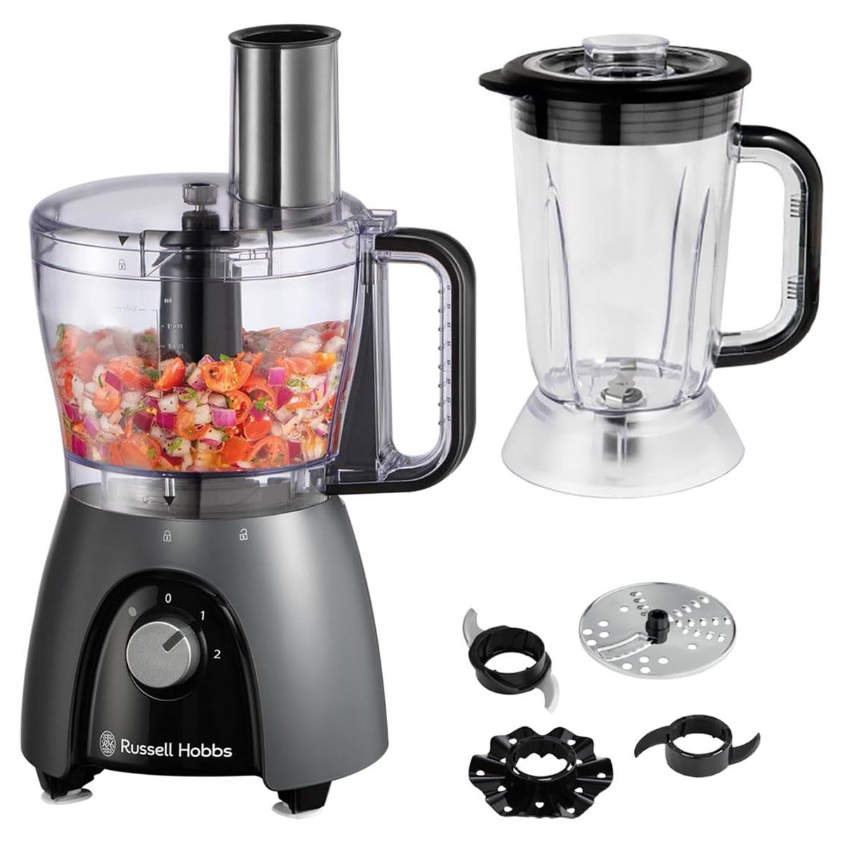 Russell Hobbs Desire Matte Charcoal Food Processor & Blender 2.3L Bowl 1.5L Jug 600W (900W Peak) Grey - Image 3