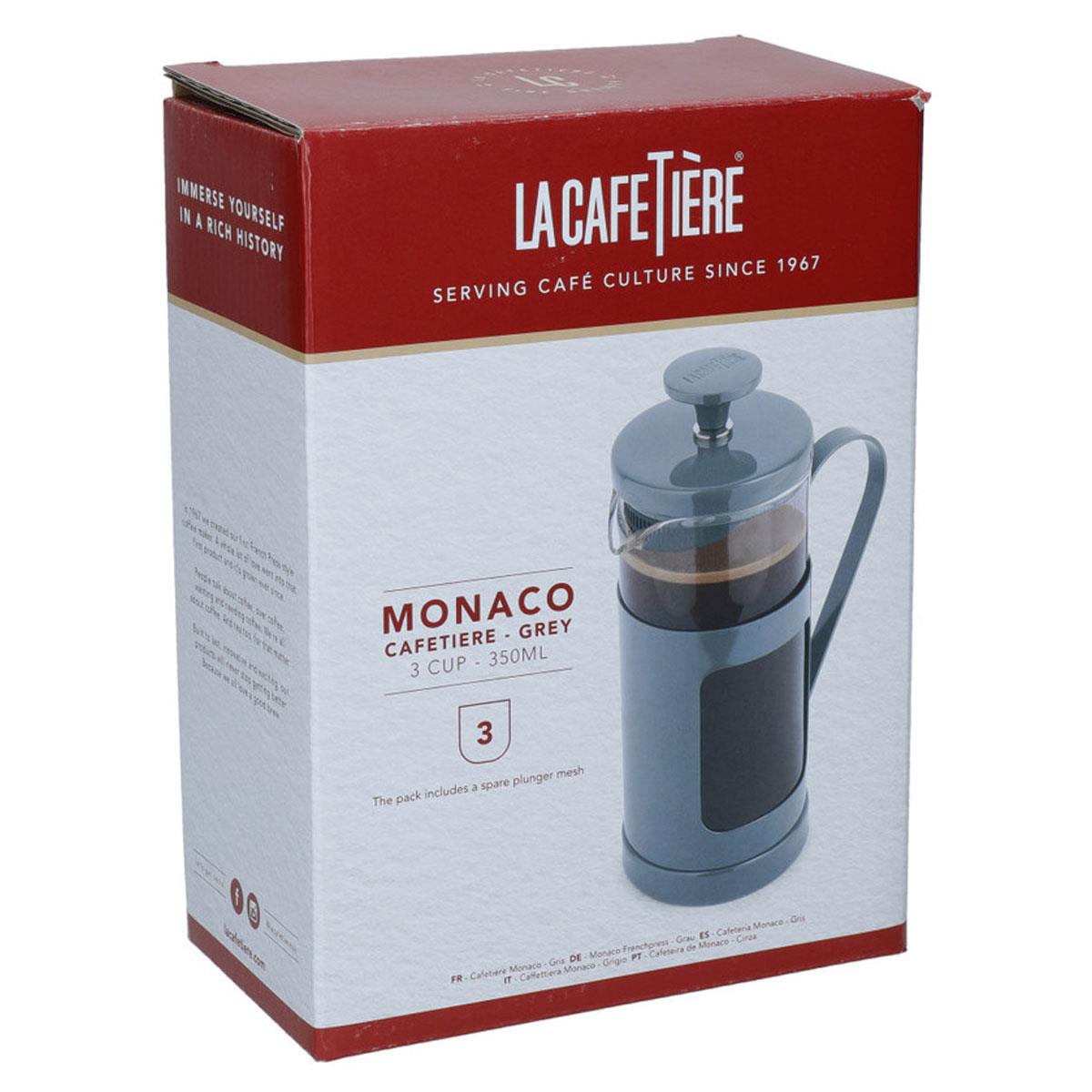 La Cafetiere Monaco 3 Cup French Press Coffee Maker Glass Stainless Steel Grey - Image 5